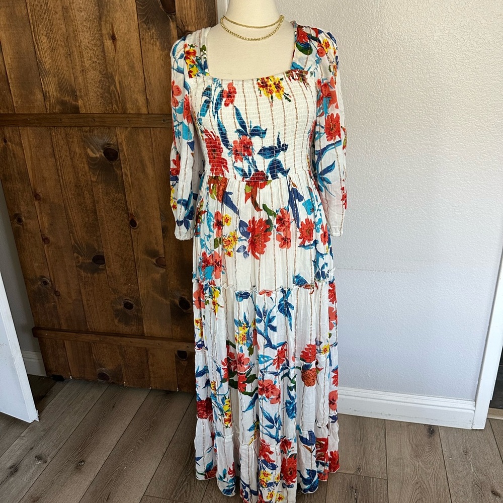 Red and Blue Square Neck Sundress